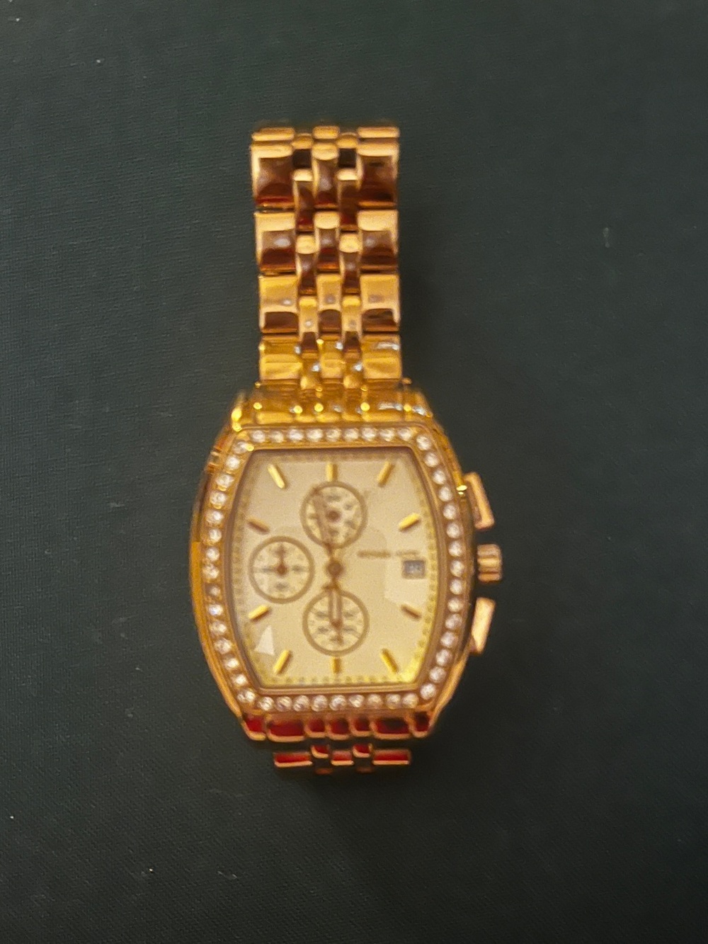 Michael Kors Gold-Tone Crystal-Trim Chronograph Bracelet Watch
